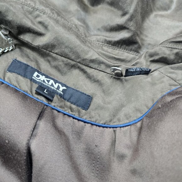 DKNY Womens Brown Trench Coat Lightweight Tie Waist Jacket Large - Picture 4 of 16